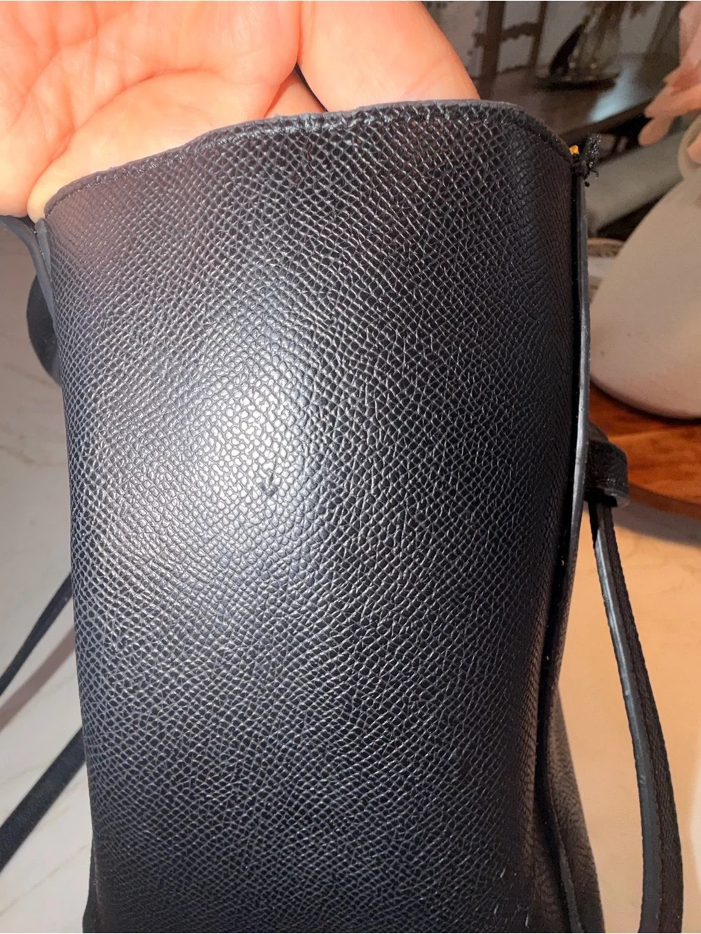 Celine Black Leather Satchel with Gold Logo